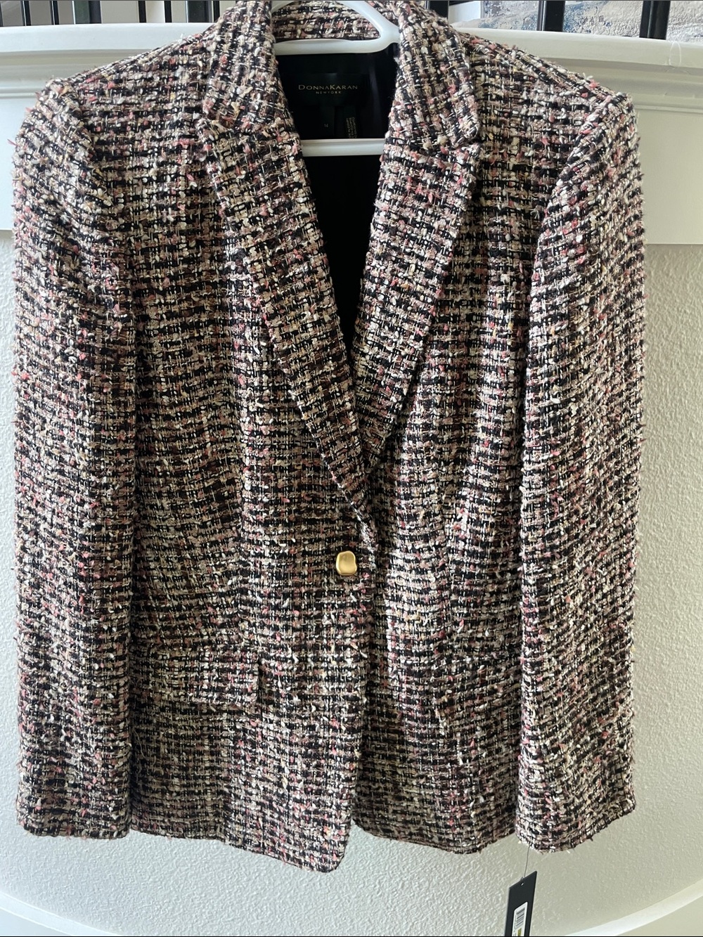 Donna Karan Pink, Black & Cream Tweed Blazer